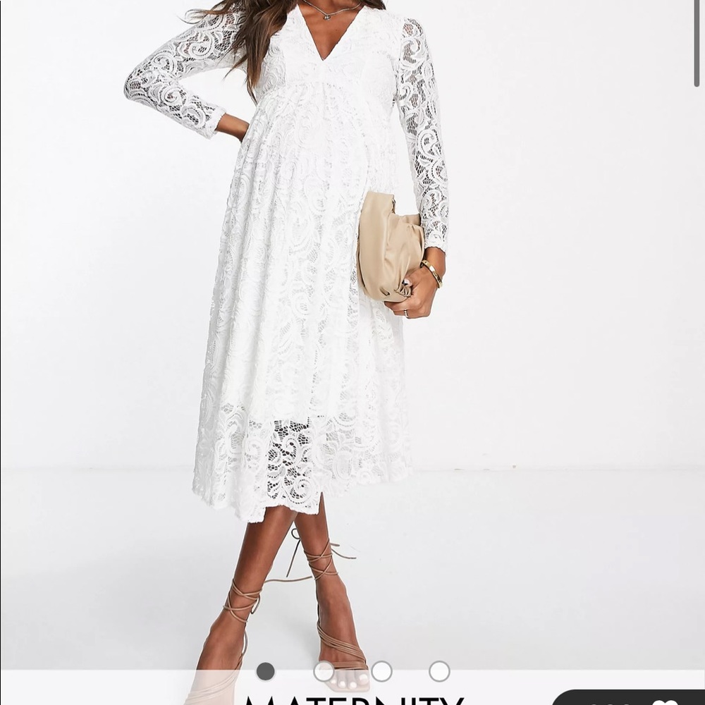 Queen Bee Maternity White Lace Dress - Picture 4 of 5
